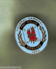 #D1.  1983  PORT  HEDLAND    BOWLING  CARNIVAL LAPEL   BADGE,  REPLACED CLIP