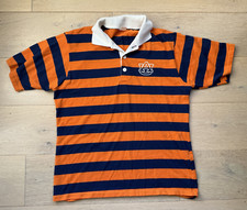Vintage Auburn Tigers SEC Striped Collegiate Pacific Orange/Blue 50/50 Polo XL
