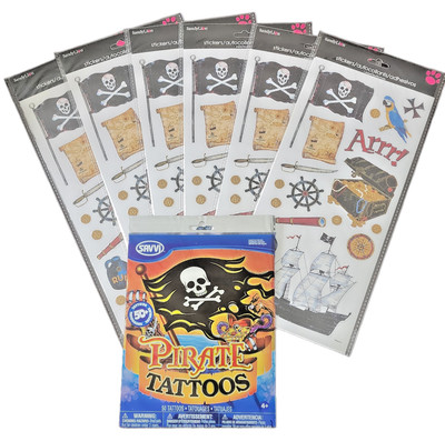 Scrapbook Stickers Pirate Treasure Map AND 50 Tattoos and 6 Pages of stickers.