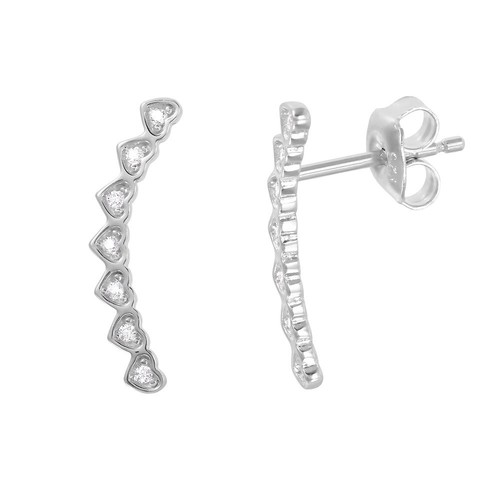 DEPHINI - Orecchini a perno da donna, in argento Sterling 925, con cuore viola, zirconia cubica, placcatura in rodio, idea regalo per donne
