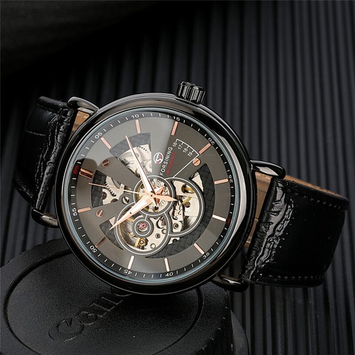 FORSINING Men's Sport Watch Military Automatic Mechanical Leather Wristwatches - Picture 8 of 10