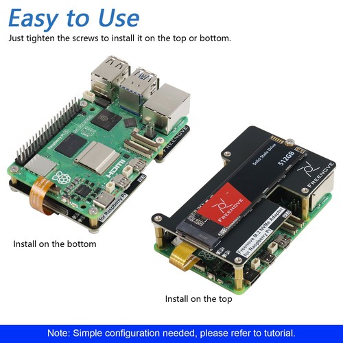 Adaptador Freenove M.2 NVMe para Raspberry Pi 5 SSD HAT Add-on 128GB 256GB 512GB - Imagen 53 de 56