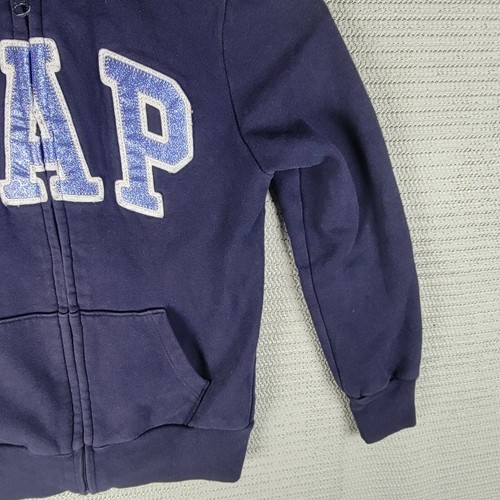 Gap kids zip-up hoodie blue sparkle spellout size Medium (8yrs) - Picture 5 of 15