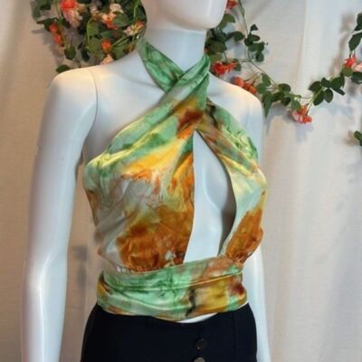 Micas Tropical Floral Halterneck Print Top Size L
