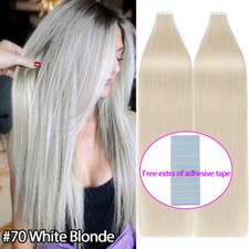 Invisible THICK Tape In Remy Skin Weft Real Human Hair Extensions Full Head 200G