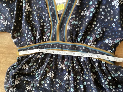 Chelsea & Violet Boho blau oliv gold Blumen A-Linie Kleid Extra Small Neu mit Etikett - Bild 10 von 11