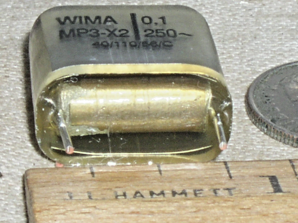 WIMA MPX20W3100FG00MSSD PELÍCULA DE PAPEL RFI CONDENSADOR DE SEGURIDAD .1UF 100NF 250V AC X2 Foto 2 de 4