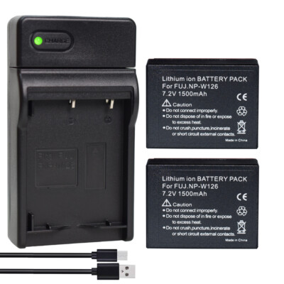 2x NP-W126 NP-W126S Battery For Fuji X-A5 X-A7 X-T100 X-T200 X-H1 XT3 +Charger