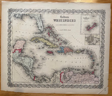 COLTON's Vintage Map West Indies. Bermuda Islands.  1859 Map
