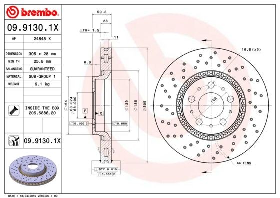 Disques de frein Xtra Brembo en acier haute teneur en carbone 09.9130.1X