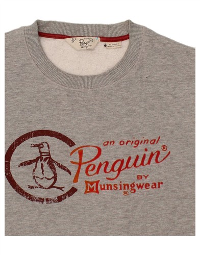 PENGUIN Hombre Gráfico Sudadera Jersey XL Gris Algodón CH72 - Imagen 3 de 3