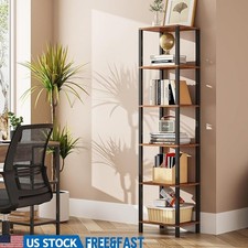 Skinny Open Bookshelf 6 Shelves Storage Organizer Living Room Home Office New