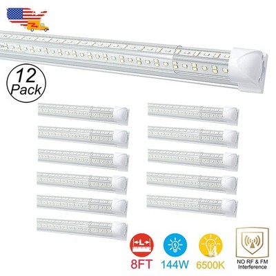 8FT LED Shop Light HardWire 144W 6500k Linkable Warehouse Factory Garage Lights