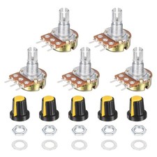 5 Set WH148 50K Kit Potenziometro con Manopole in Plastica Dadi e Rondelle, Giallo