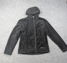 Marmot Fleece Jacket Womens Small Hooded High Pile Black Outdoors Cozy Warm