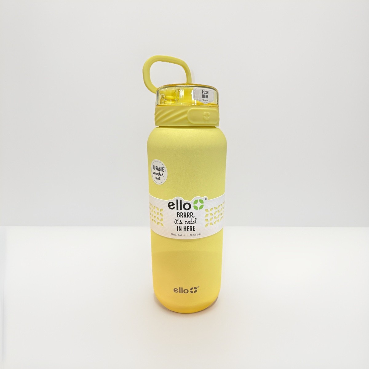 Ello 32 oz Water Bottle Screw Type Pop Top/ Straw - Lemonade