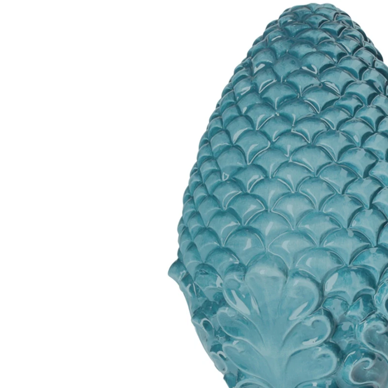 Pigna Decorativa Blu Petrolio in Ceramica Artigianale Portafortuna Piccola H 35, fotografia 6 di 9