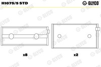 Kurbelwellenlager Glyco H1075/5 STD FüR Fiat Lancia Tempra Dedra Multipla UNO 1