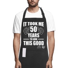50th Birthday Gifts for Women Men, Funny Chef Aprons with Pockets