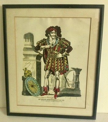 Tinsel Print - mid 19thc Mr.Kean as Richard III, Pub'l by W.S. Johnson 60 London