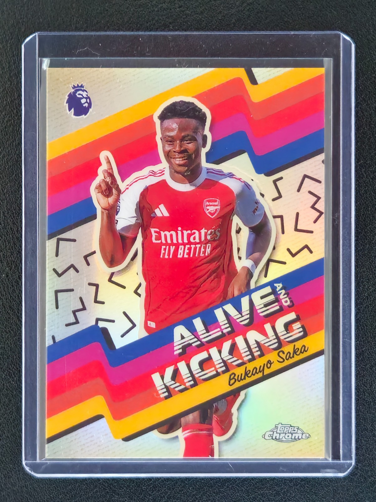 Bukayo Saka 2026 Topps Chrome Premier League #AK-16 Alive & Kicking Refractor view 3