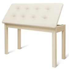 Duet Piano Bench with Padded Cushion and Storage - Solid Wood Keyboard Bench ...