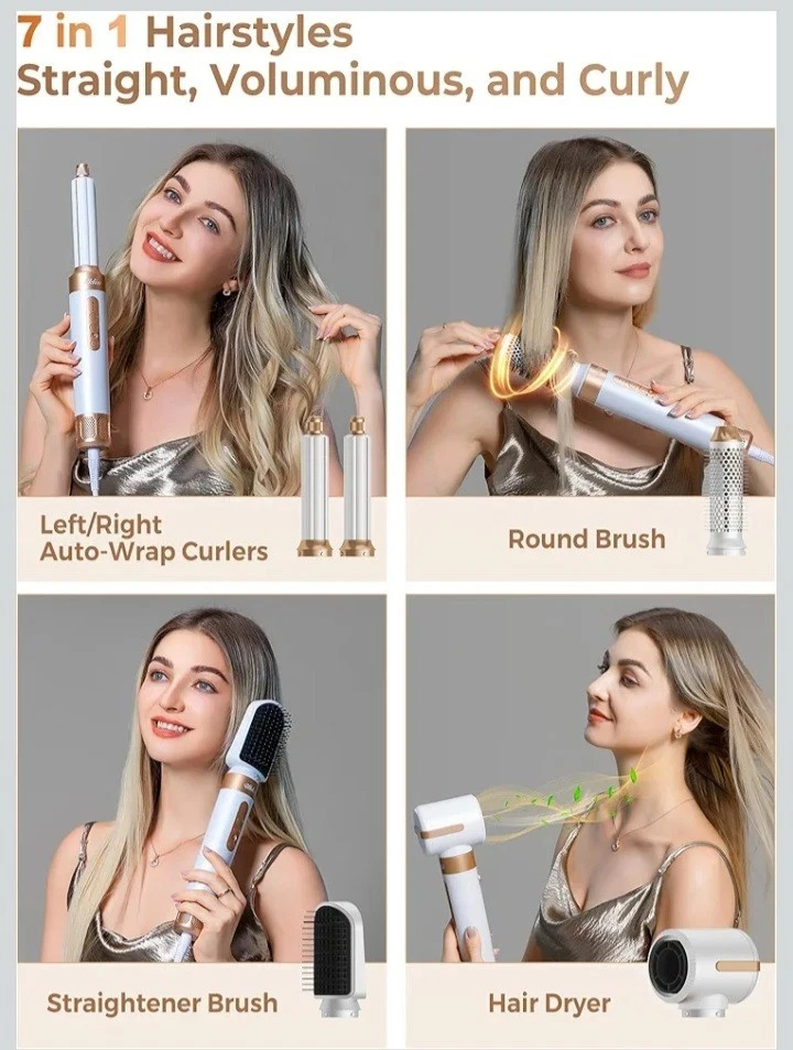 Cepillo secador de pelo 7 en 1.110000 RPM secador de pelo con difusor para rizado y retorcido  Foto 3 de 4