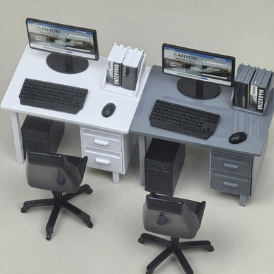 1/12 Mini Computer Desk Keyboard Set Dollhouse Office Worker Desk Decor