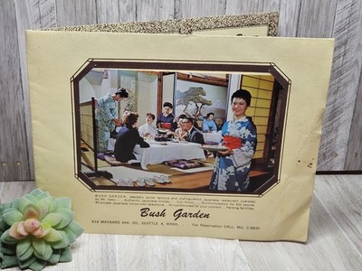 Vintage Bush Garden Seattle WA Japanese Restaurant Menu Mid Century 6x8
