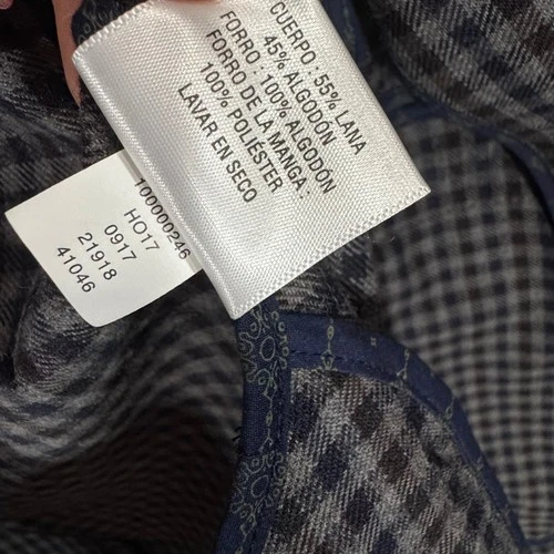 Tasso Elba Blazer Men Gray Plaid Two Button Wool Blend Sport Coat Size XL image 8