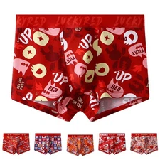 Comfortable Men's Red Cotton Boxer Underpants Breathable Oversized Shorts