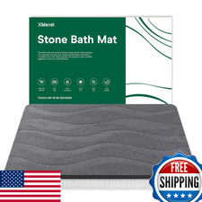 XMarrat 23.6x15.4" Super Absorbent Diatomaceous Earth Stone Bath Mat Dark Gray