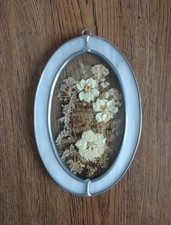 Vintage Stained Glass Pressed Flower Suncatcher Window Wall Art Oval