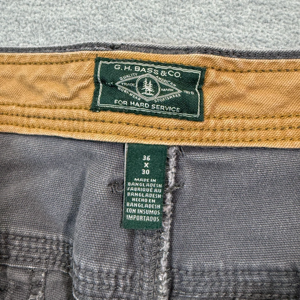 G.H. Bass Pants Men 36x30 Gray Utility Workwear Straight Fit Casual Chino - Image 3 of 4