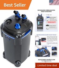 Quiet 265GPH Canister Filter for Large Fish Tanks