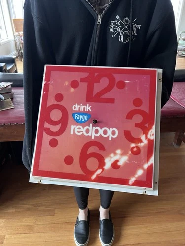 Vtg red faygo Pop Cola Coke Clock old fashion style Parts Dualite Detroit Sign