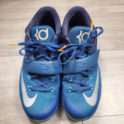 Youth 2014 Nike KD 7 GS 'Elevate' Blue/Silver Cushioned Basketball Shoes US 7Y