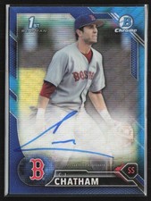 C.J. Chatham 2016 Bowman Chrome Blue Wave Refractor Auto /150 #CDA-CC Boston Red