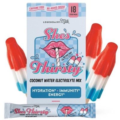She s Thirsty Retro Pop, No Sugar Added Electrolytes Powder Packets Coconut W...