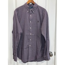Ralph Lauren Classic Fit Purple Gingham Check Button Down Shirt Mens XL Long Slv