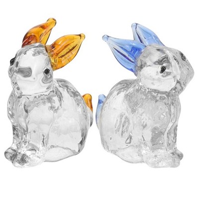  2 Pcs Kristallkaninchen Kristallhasen-dekoration Kleine Hasenfiguren
