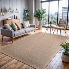 CAMILSON Easy Jute Rug 10x14, Indoor Outdoor Natural Color Fiber Area Rugs