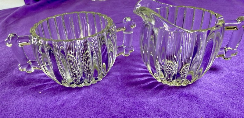 Jeannette “National” Creamer & Sugar Bowl Set, 2-Piece w/ Handles, Vintage