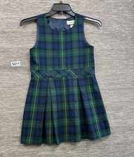 Lands End Jumper Dress Plaid Pleated School Uniform Kids Size 8 Blue Green
