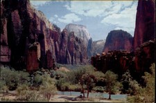 Great White Throne Zion National Park Utah vintage postcard e290