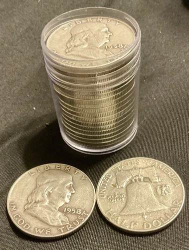 1958 Franklin Silver Half Dollar Roll (90% silver)