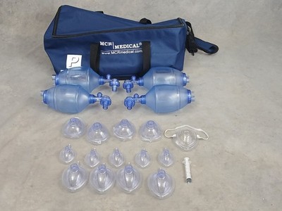 LOT OF MCR TRAINING AMBU BVM MANUAL BAGS ADULT / INFANT WITH CARRY BAG