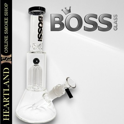 11'' Straight Tube Beaker Bong Glass Water Pipe TREE PERC Hookah | Boss