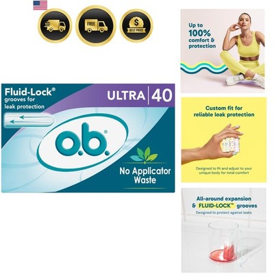 Tampons No Applicator, Fragrance-Free - 40ct | Applicator-Free Tampons Ultra,...