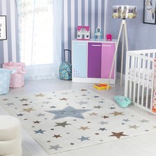 Machine Washable Kids Rug Stars Pattern, Non-Slip, Low Pile, 120x170 cm